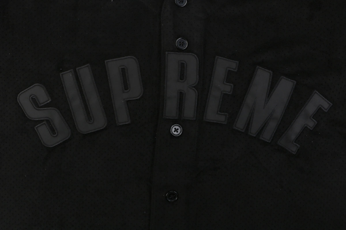 Supreme Suede Mesh Baseball Jersey Short Sleeve - Black