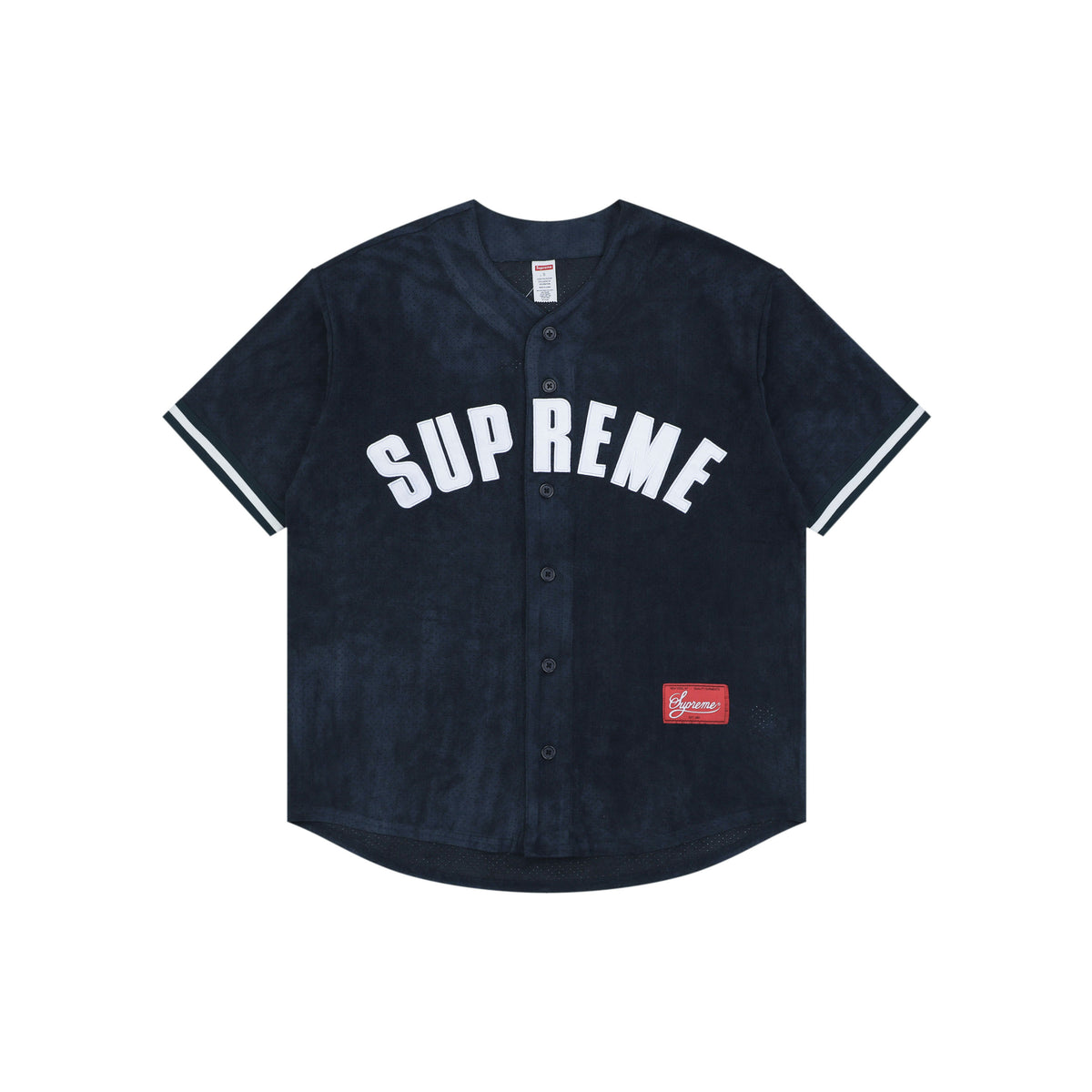 Supreme Suede Mesh Baseball Jersey Short Sleeve - Navy