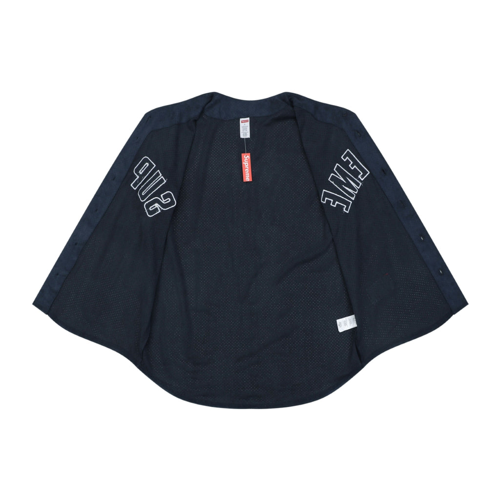 Supreme Suede Mesh Baseball Jersey Short Sleeve - Navy