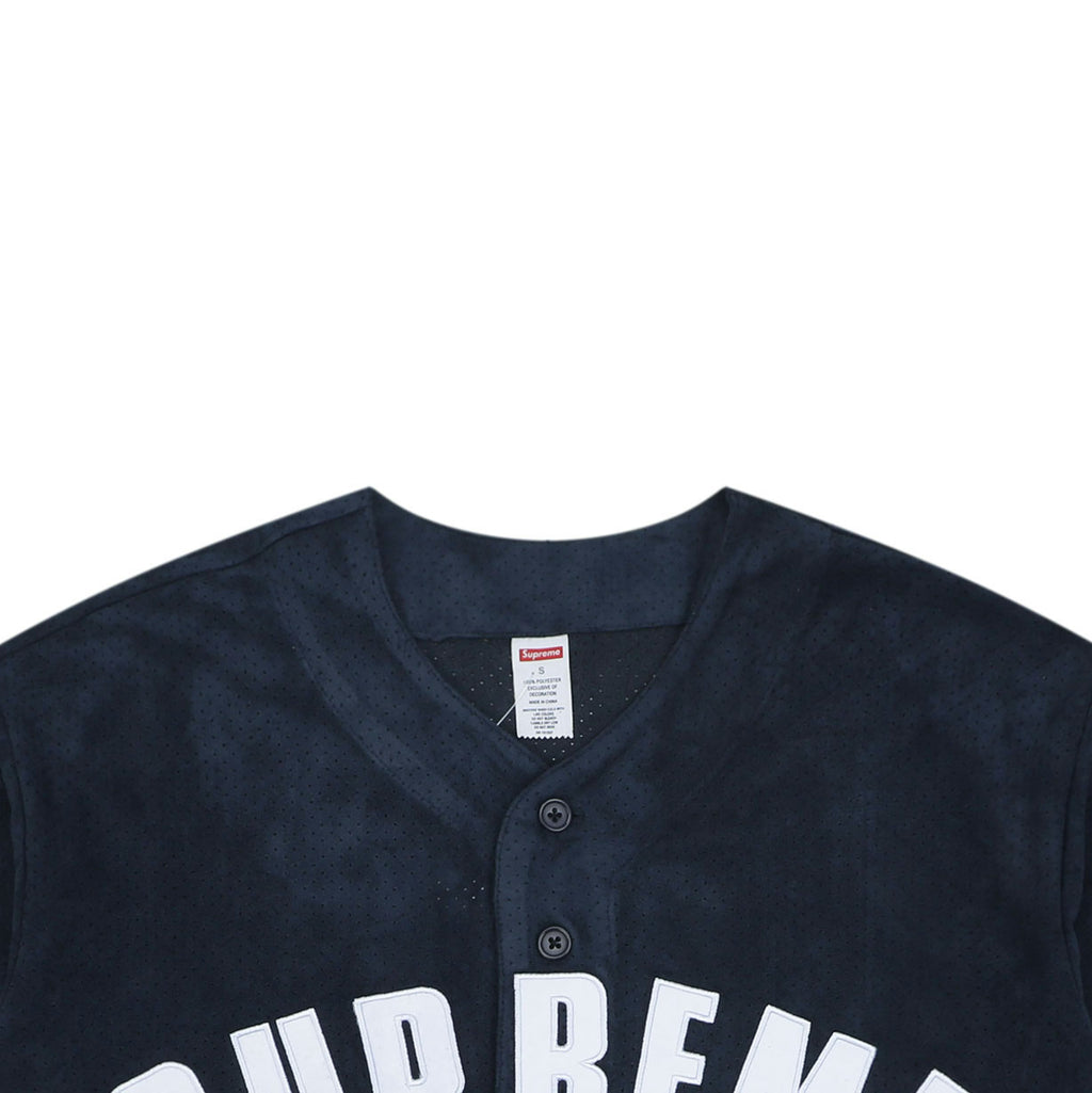 Supreme Suede Mesh Baseball Jersey Short Sleeve - Navy