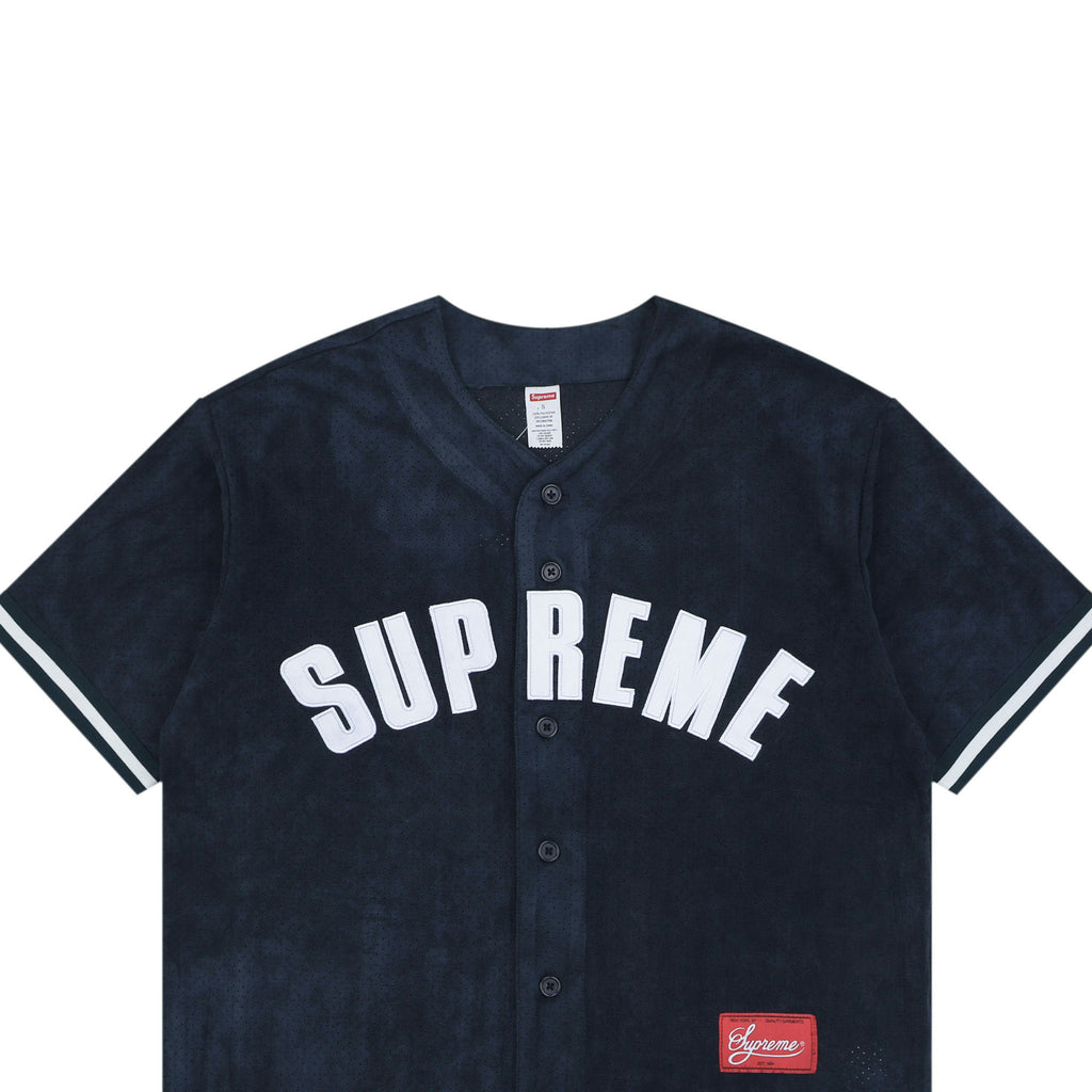 Supreme Suede Mesh Baseball Jersey Short Sleeve - Navy