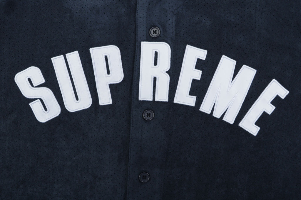 Supreme Suede Mesh Baseball Jersey Short Sleeve - Navy