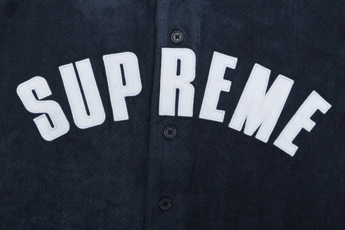 Supreme Suede Mesh Baseball Jersey Short Sleeve - Navy