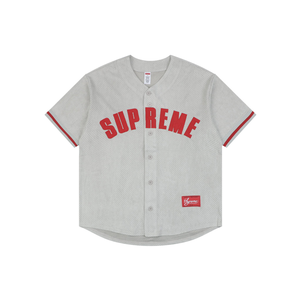Supreme Suede Mesh Baseball Jersey Short Sleeve - Grey