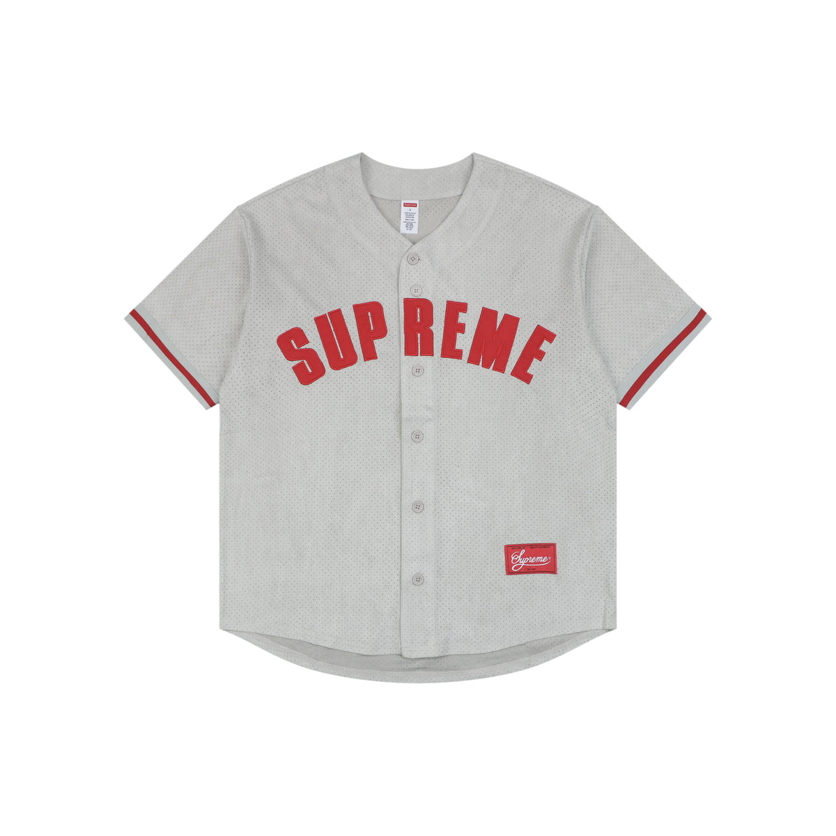 Supreme Suede Mesh Baseball Jersey Short Sleeve - Grey
