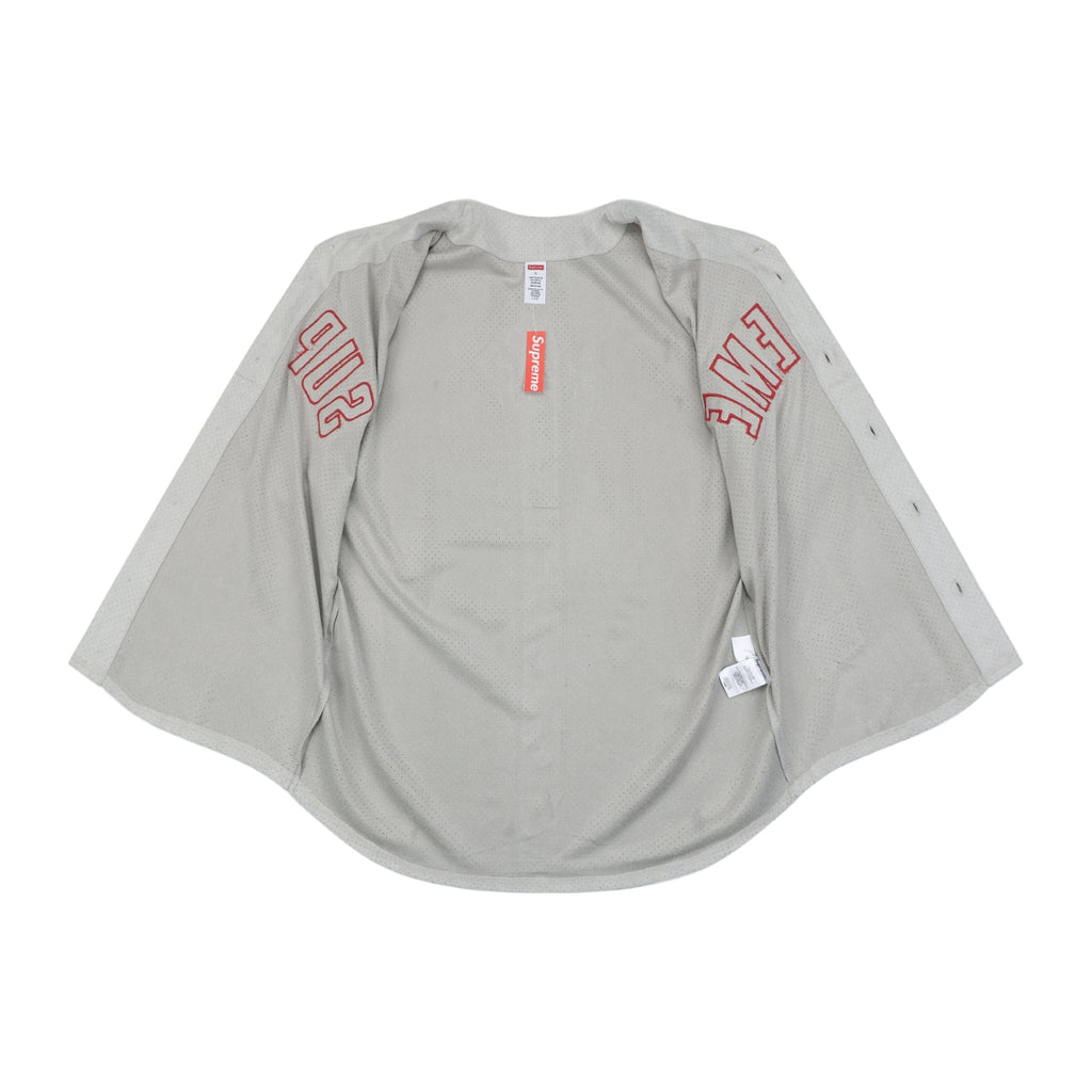 Supreme Suede Mesh Baseball Jersey Short Sleeve - Grey