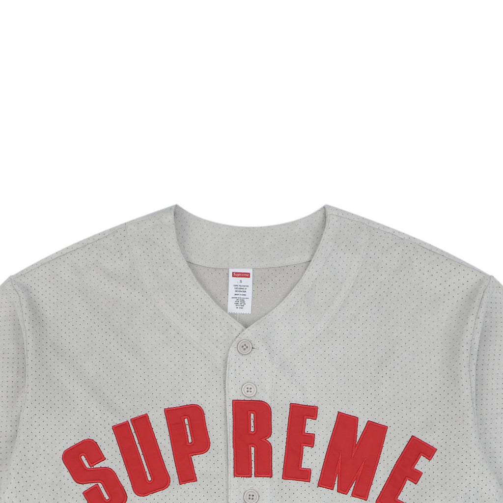 Supreme Suede Mesh Baseball Jersey Short Sleeve - Grey
