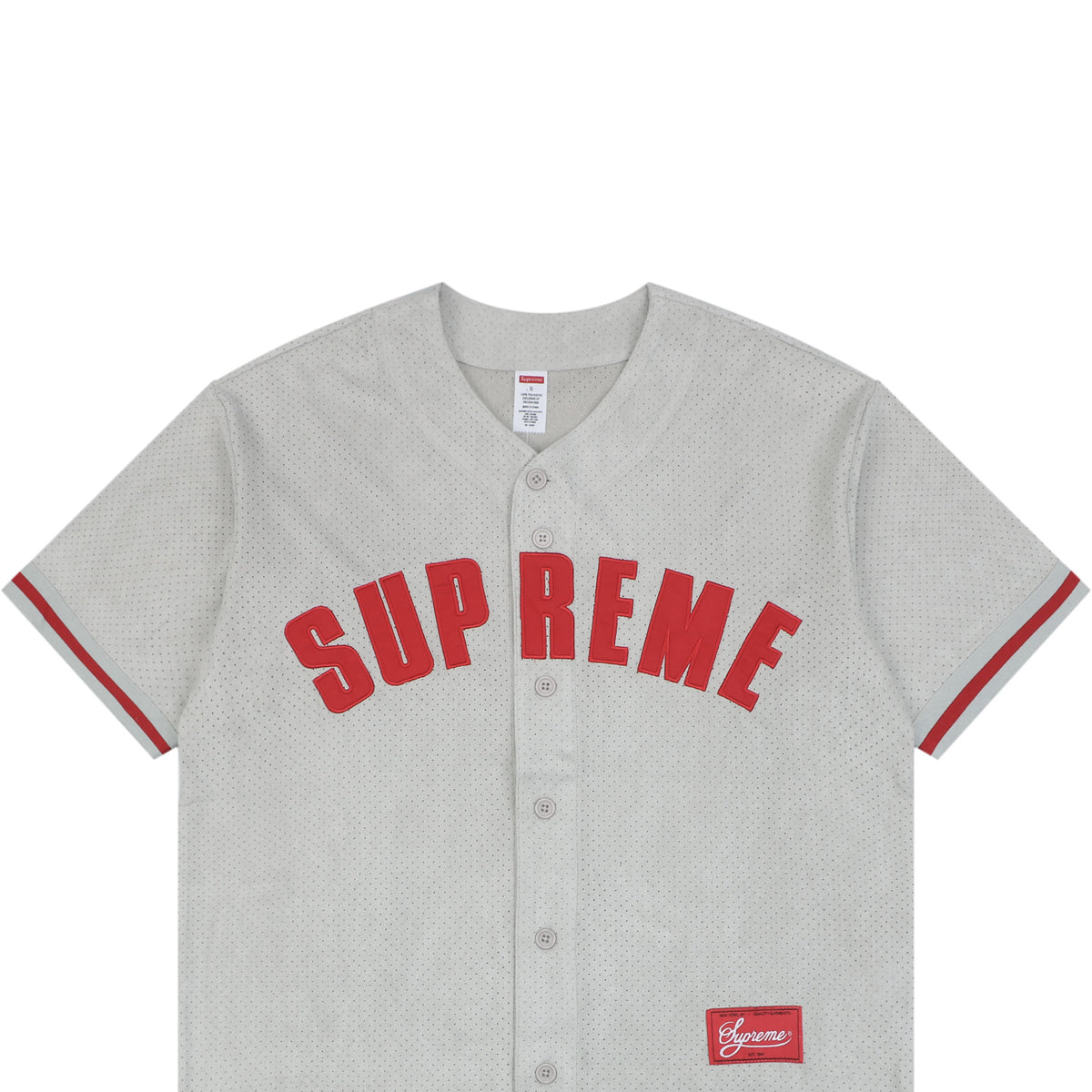 Supreme Suede Mesh Baseball Jersey Short Sleeve - Grey