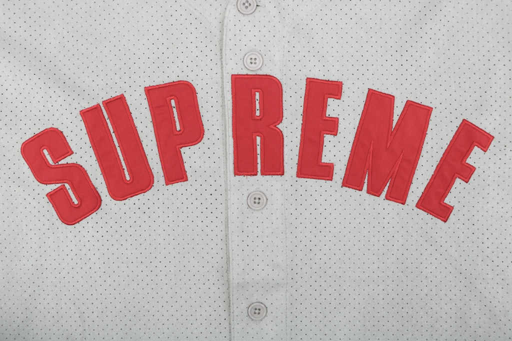 Supreme Suede Mesh Baseball Jersey Short Sleeve - Grey