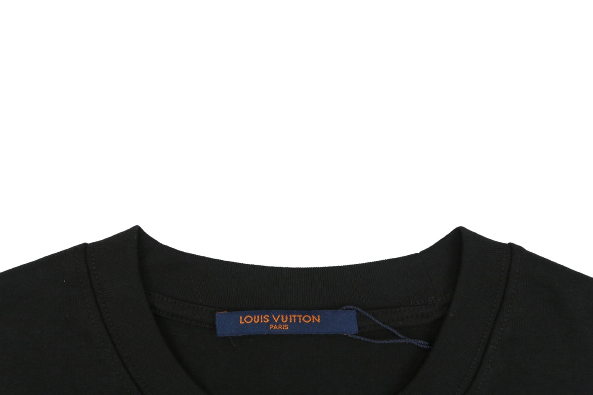 Louis Vuitton Circle Chain Monogram Print Short Sleeve T-Shirt - Black