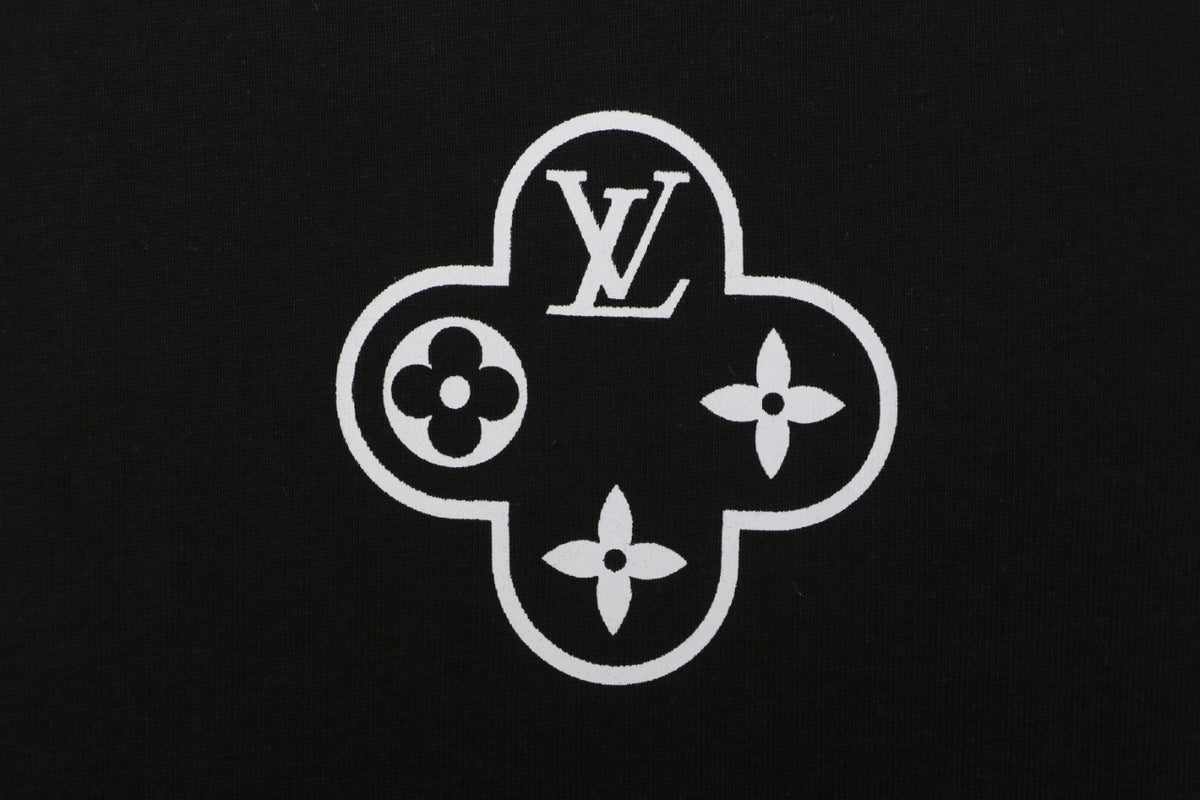 Louis Vuitton Circle Chain Monogram Print Short Sleeve T-Shirt - Black