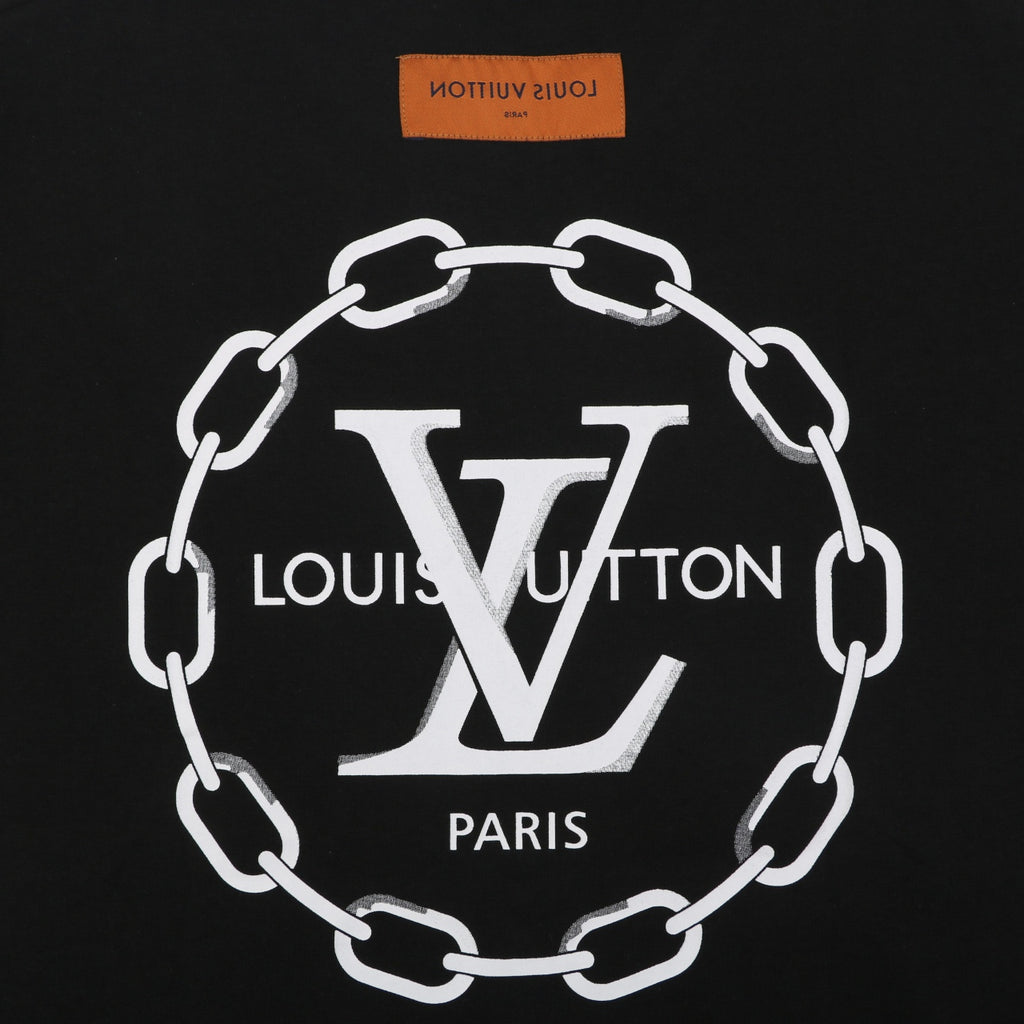 Louis Vuitton Circle Chain Monogram Print Short Sleeve T-Shirt - Black