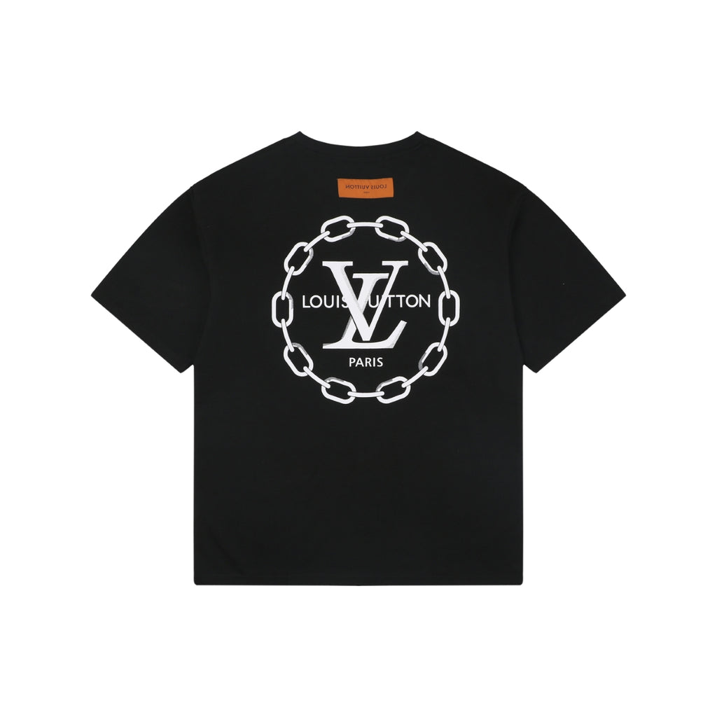 Louis Vuitton Circle Chain Monogram Print Short Sleeve T-Shirt - Black