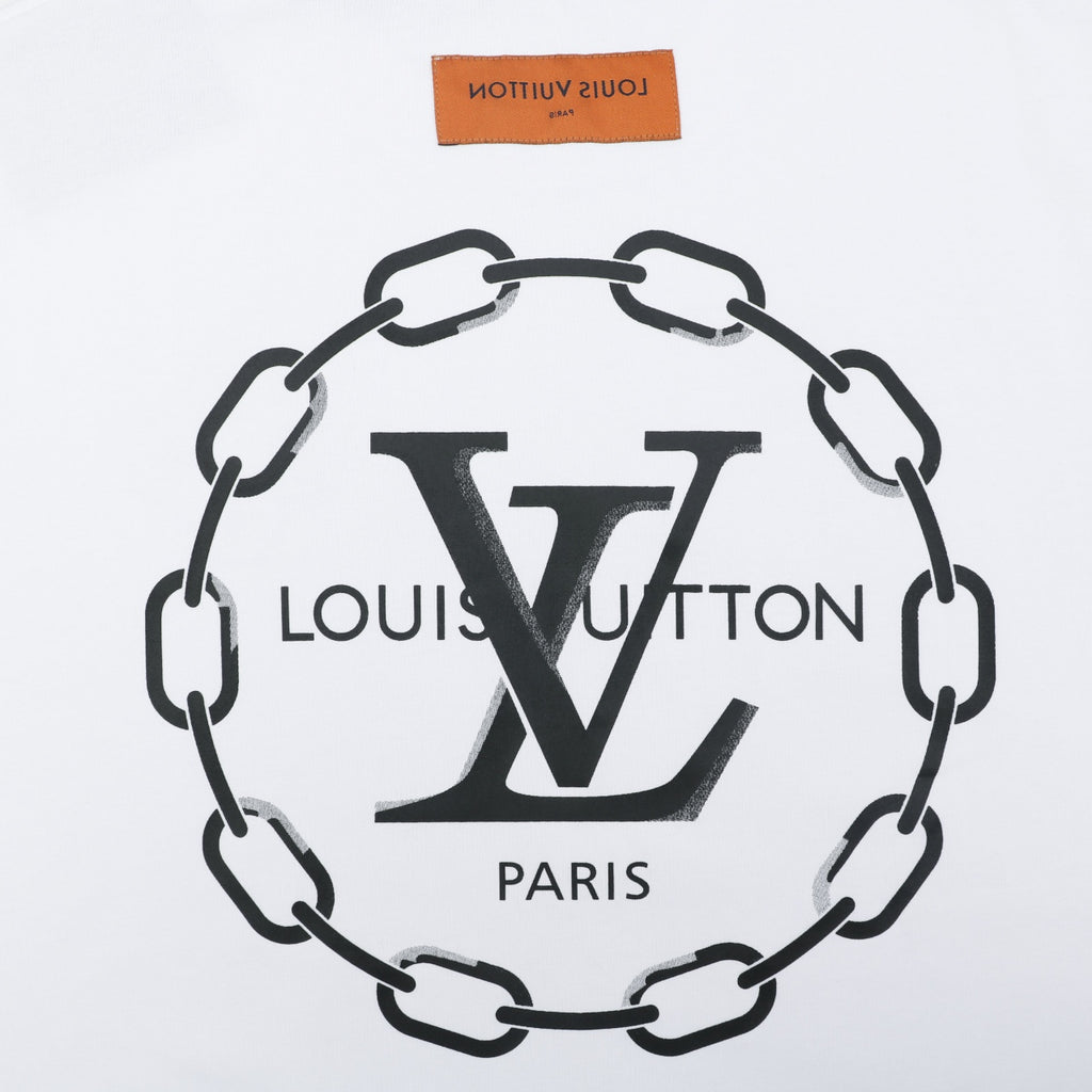 Louis Vuitton Circle Chain Monogram Print Short Sleeve T-Shirt - White