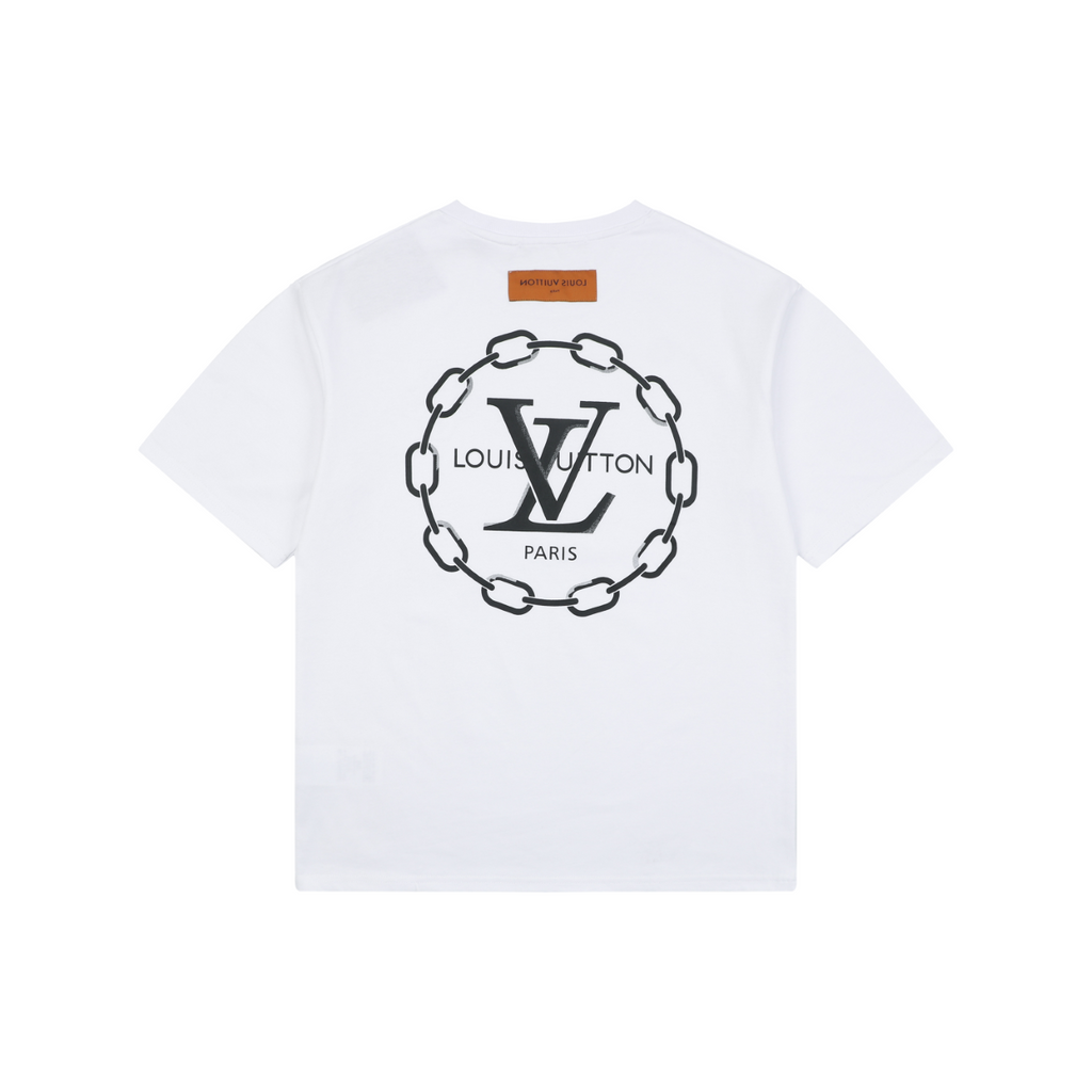 Louis Vuitton Circle Chain Monogram Print Short Sleeve T-Shirt - White