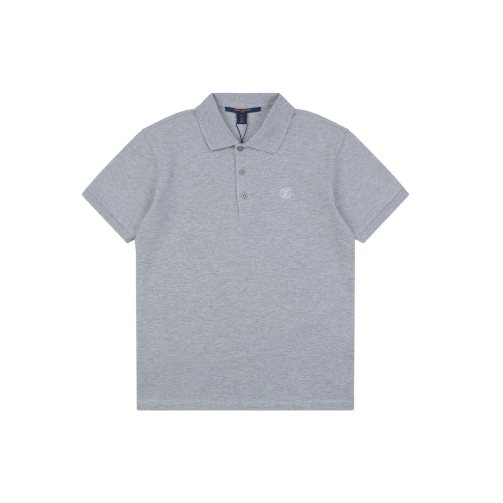 Louis Vuitton Small Monogram Embroidered Polo Shirt Short Sleeve - Grey
