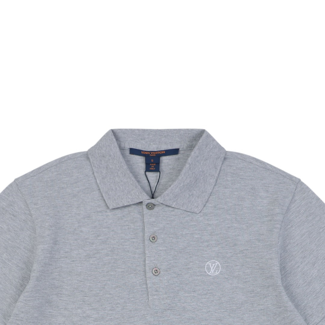 Louis Vuitton Small Monogram Embroidered Polo Shirt Short Sleeve - Grey