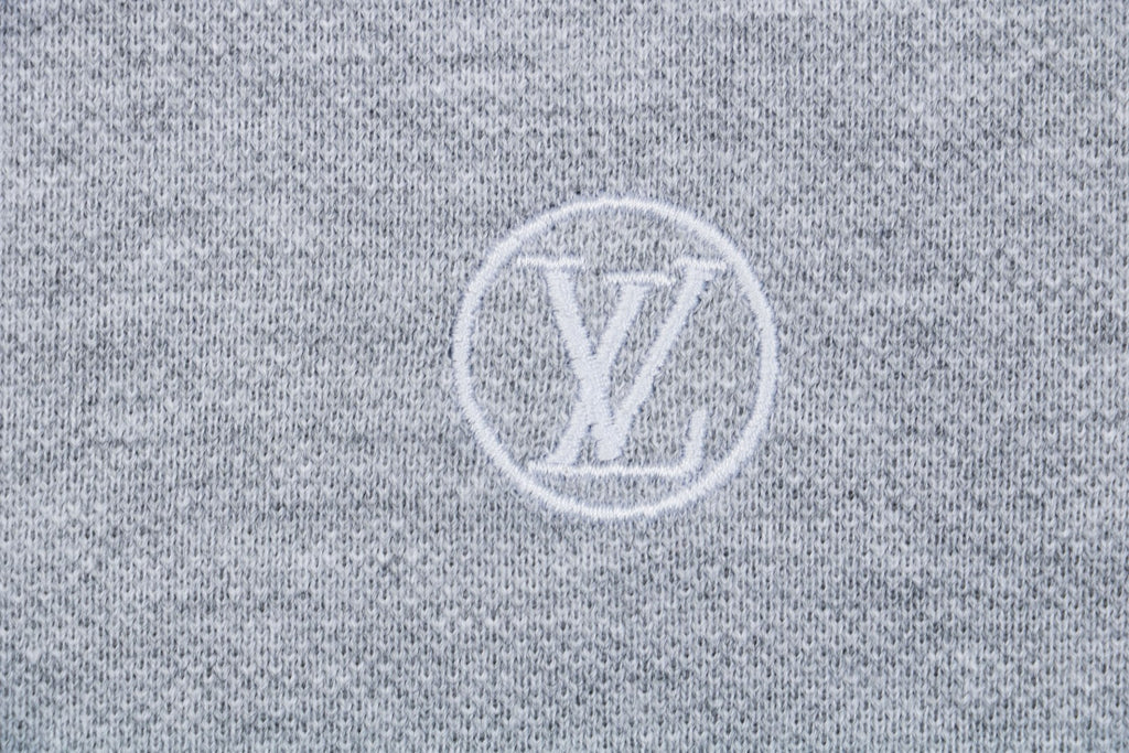 Louis Vuitton Small Monogram Embroidered Polo Shirt Short Sleeve - Grey