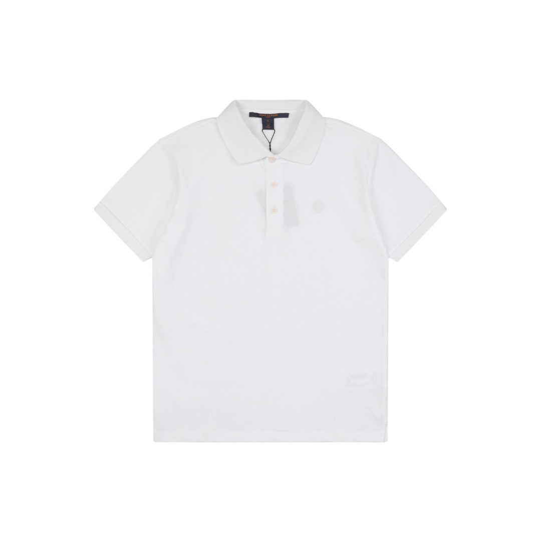 Louis Vuitton Small Monogram Embroidered Polo Shirt Short Sleeve - White