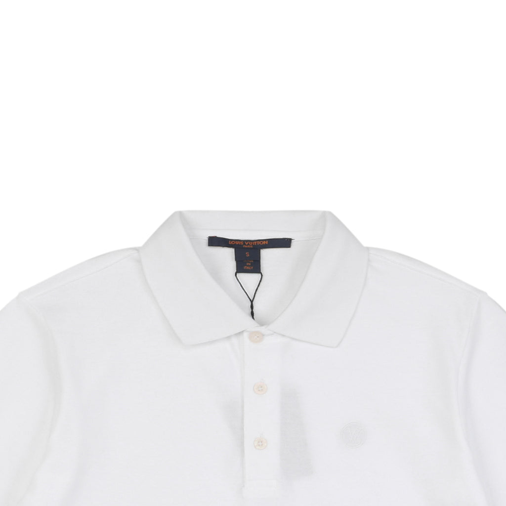 Louis Vuitton Small Monogram Embroidered Polo Shirt Short Sleeve - White