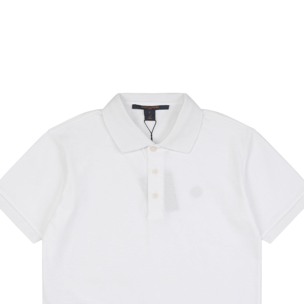 Louis Vuitton Small Monogram Embroidered Polo Shirt Short Sleeve - White