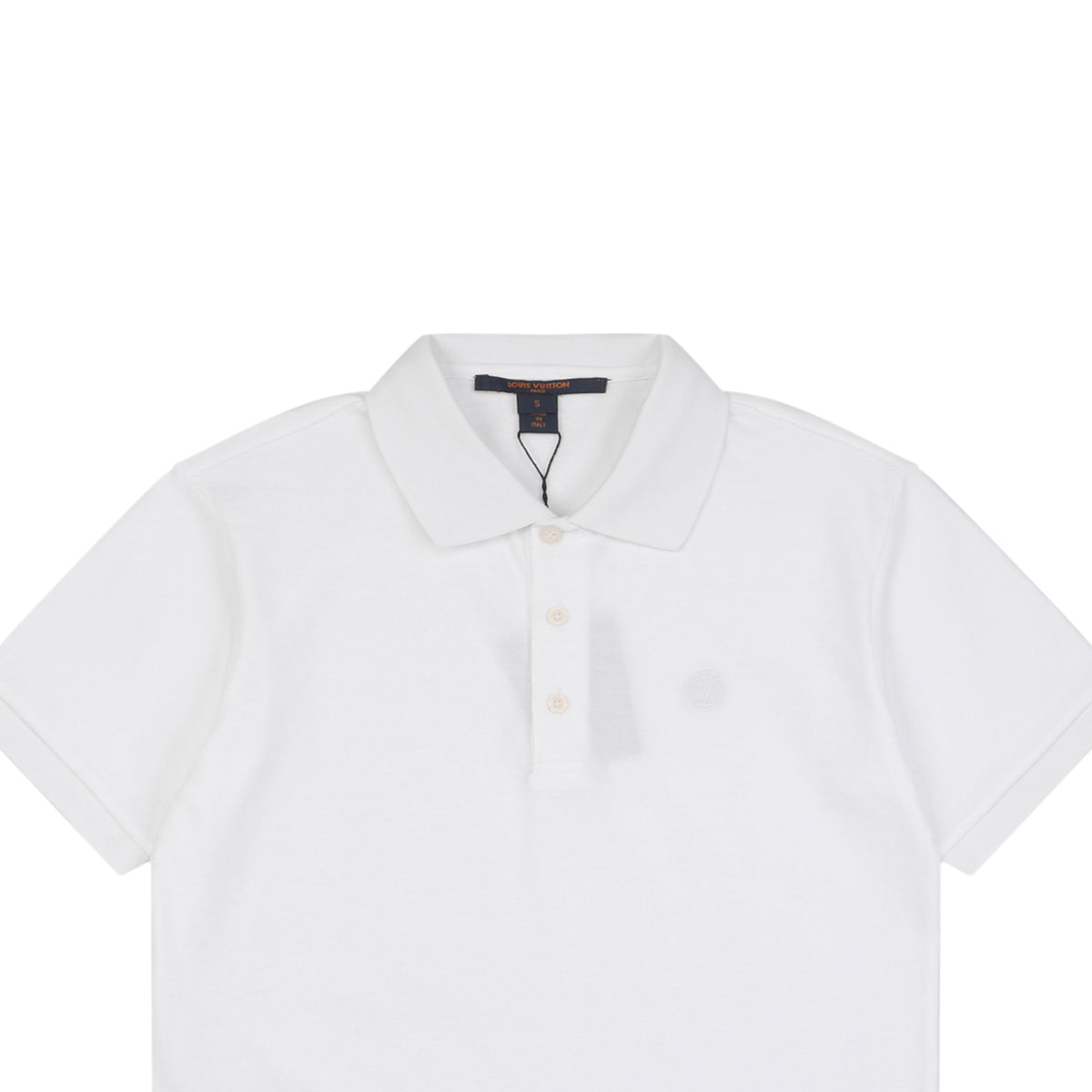 Louis Vuitton Small Monogram Embroidered Polo Shirt Short Sleeve - White
