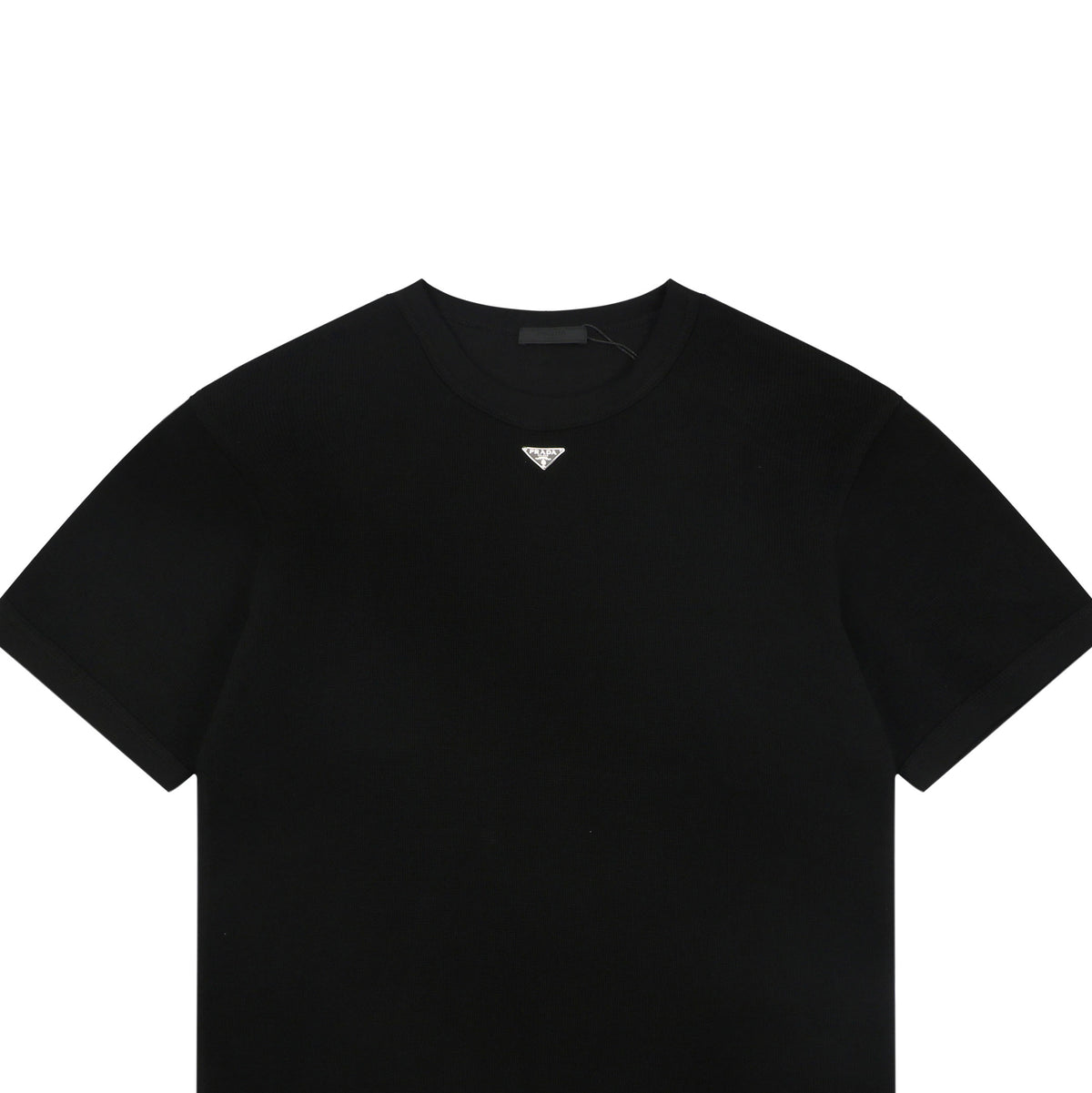 Prada Triangle Logo Waffle-Knit Short-Sleeve T-Shirt Black