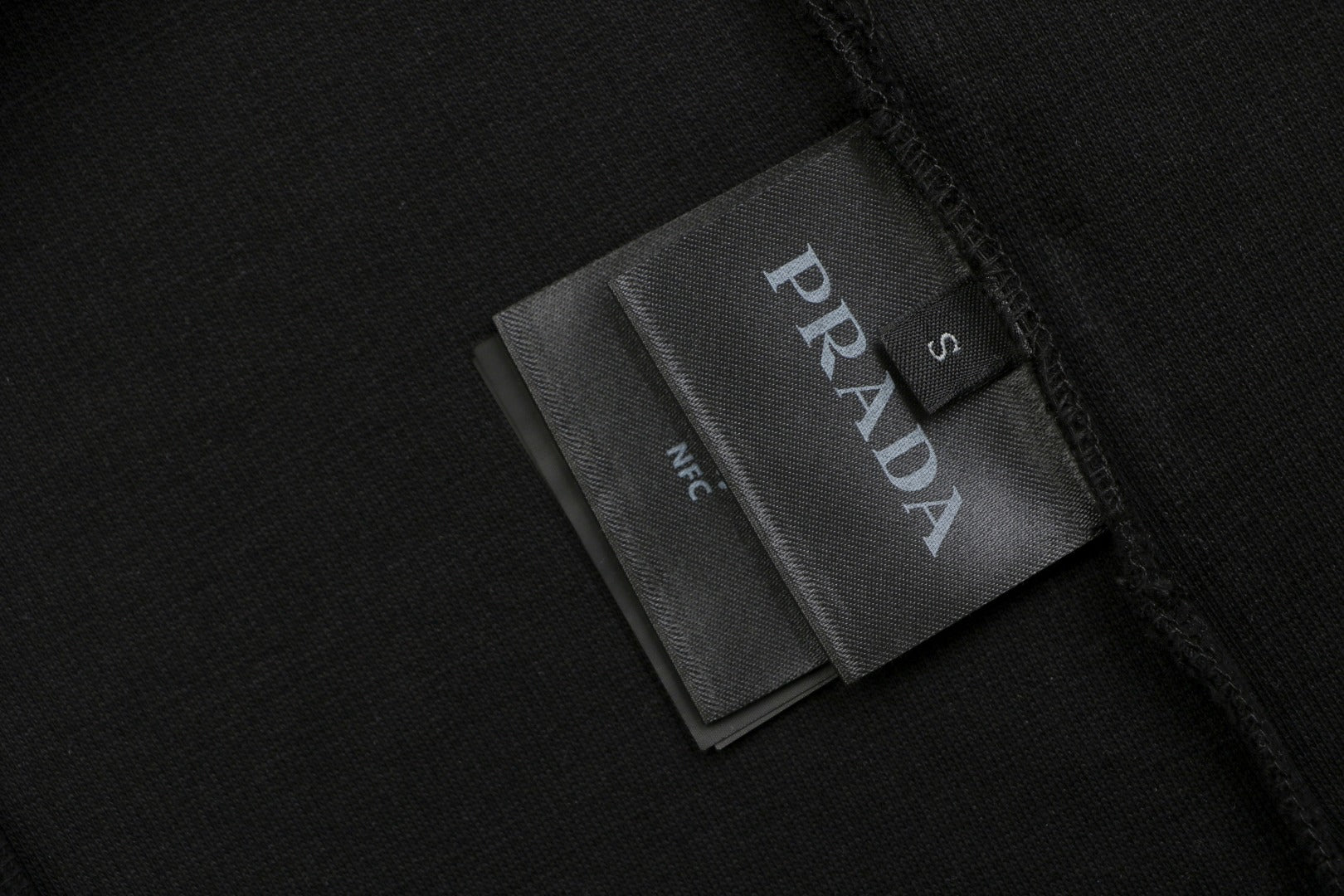 Prada Triangle Logo Waffle-Knit Short-Sleeve T-Shirt Black