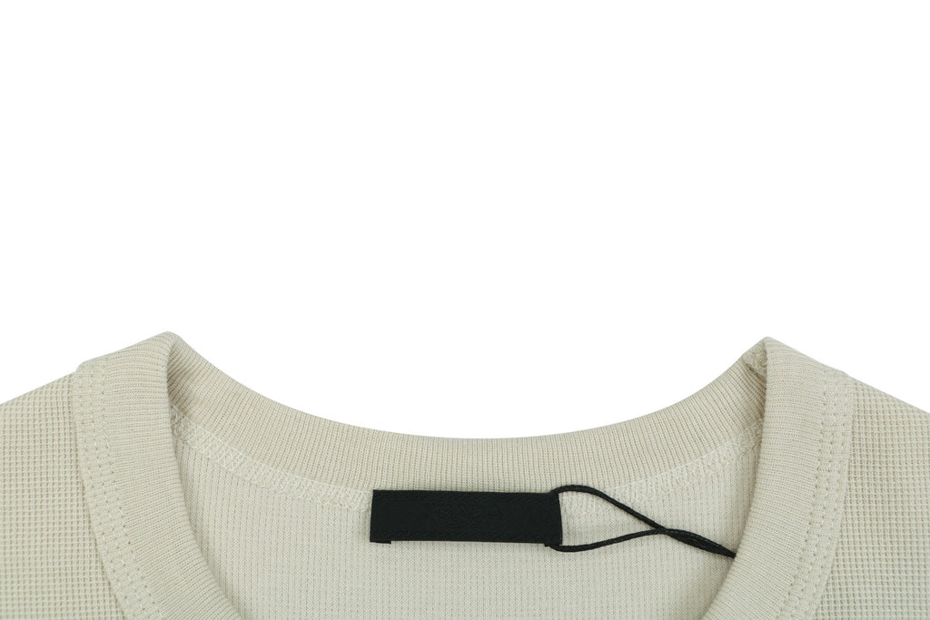 Prada Triangle Logo Waffle-Knit Short-Sleeve T-Shirt Beige