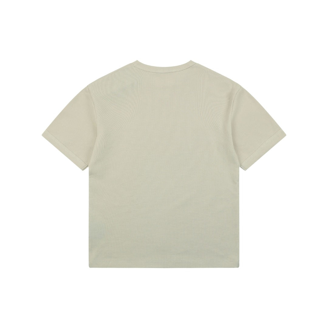 Prada Triangle Logo Waffle-Knit Short-Sleeve T-Shirt Beige