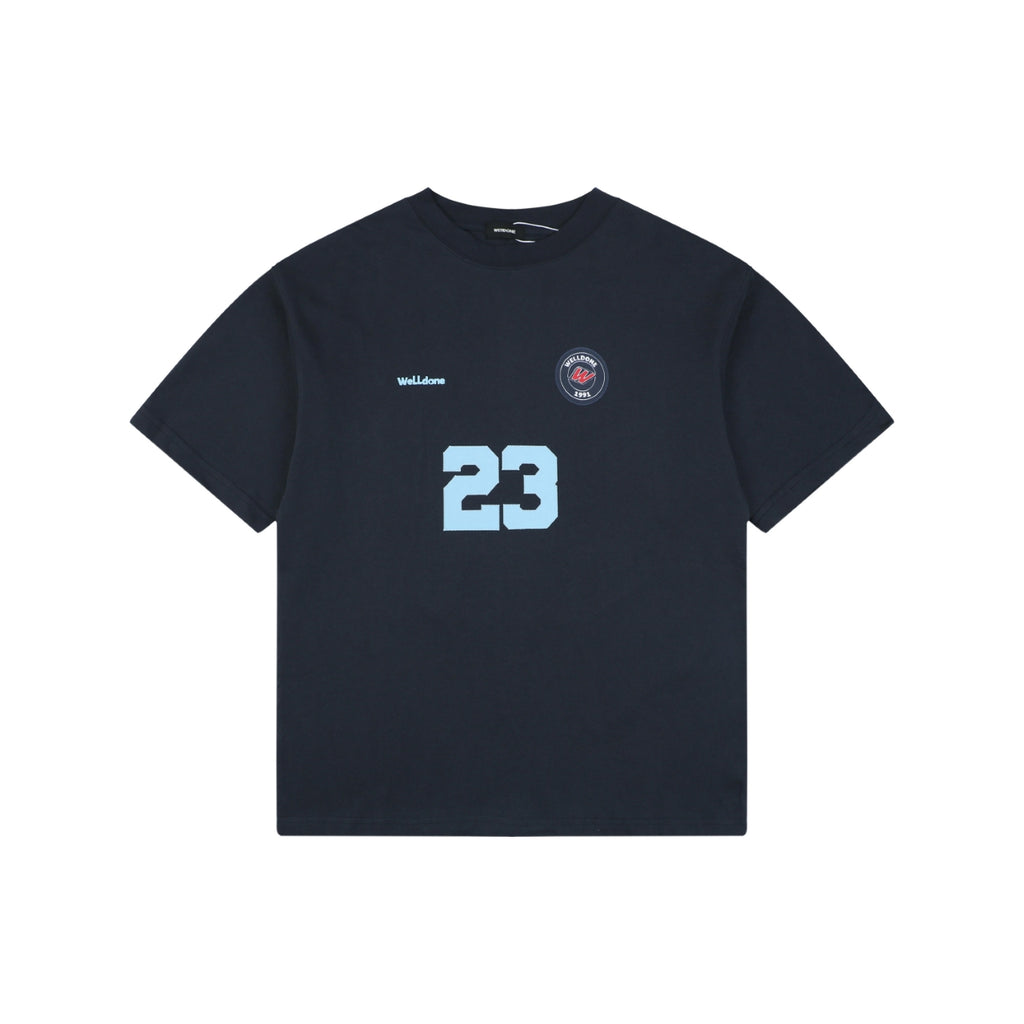 We11done Number 23 Graphic Print Short-Sleeve T-Shirt Navy