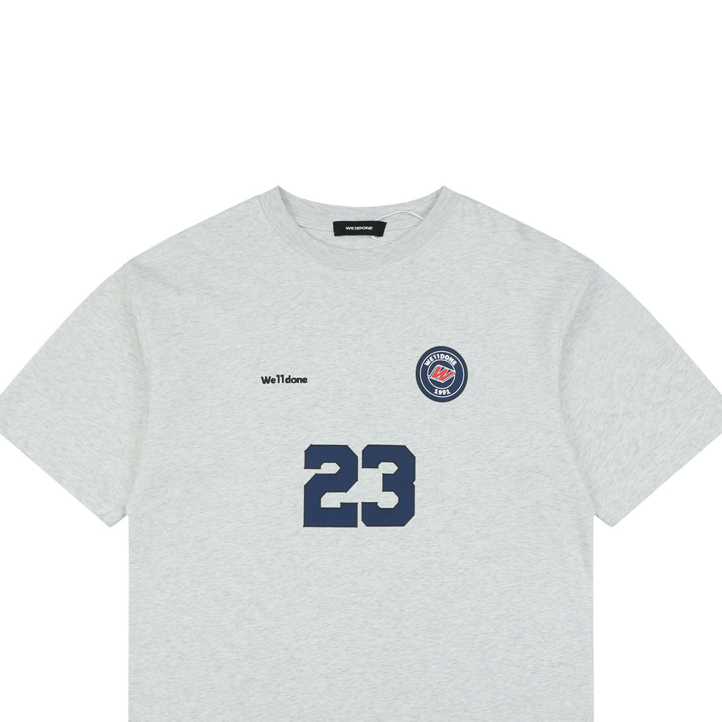 We11done Number 23 Graphic Print Short-Sleeve T-Shirt Grey