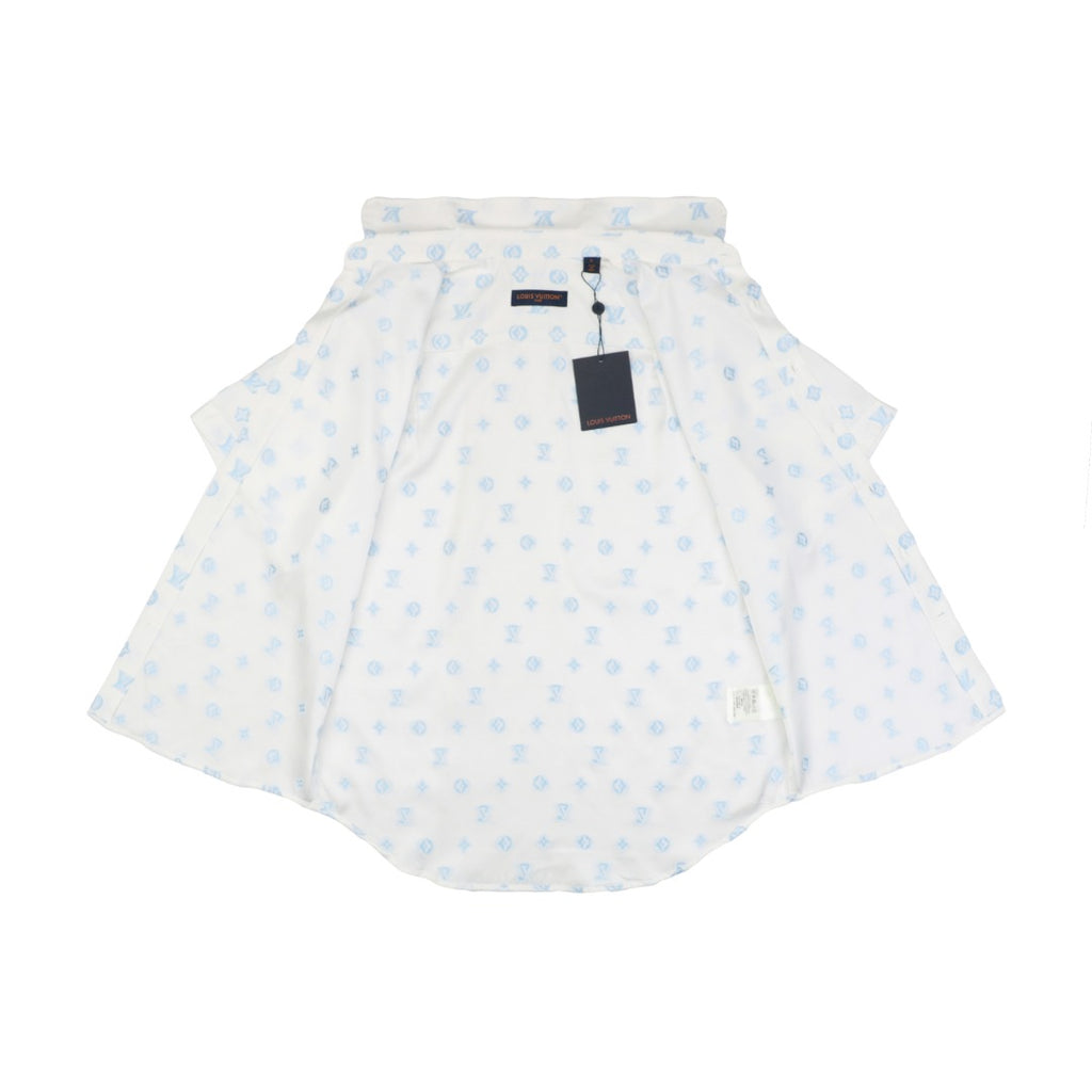 Louis Vuitton SS25 Damier Jacquard Cut-Stitch Short-Sleeve Shirt White