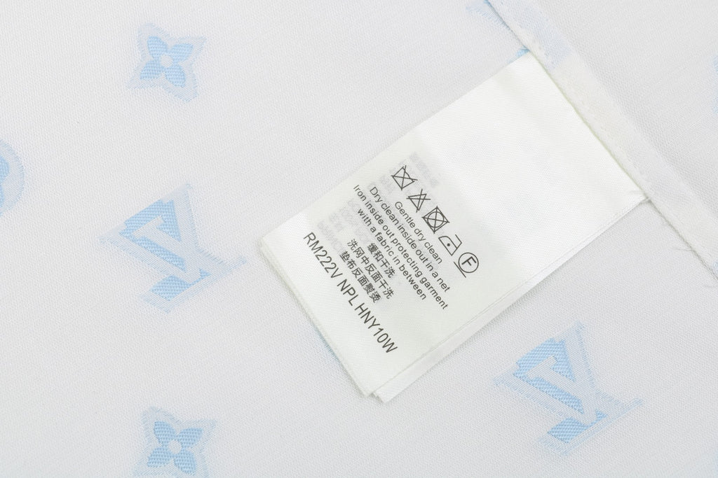 Louis Vuitton SS25 Damier Jacquard Cut-Stitch Short-Sleeve Shirt White