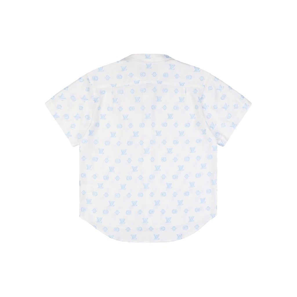 Louis Vuitton SS25 Damier Jacquard Cut-Stitch Short-Sleeve Shirt White