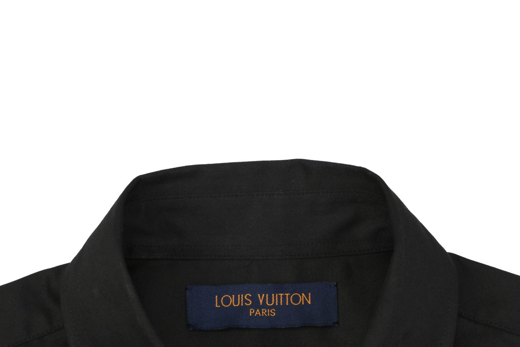Louis Vuitton Vertical Stripe Monogram Cut-Out Short-Sleeve Shirt Black