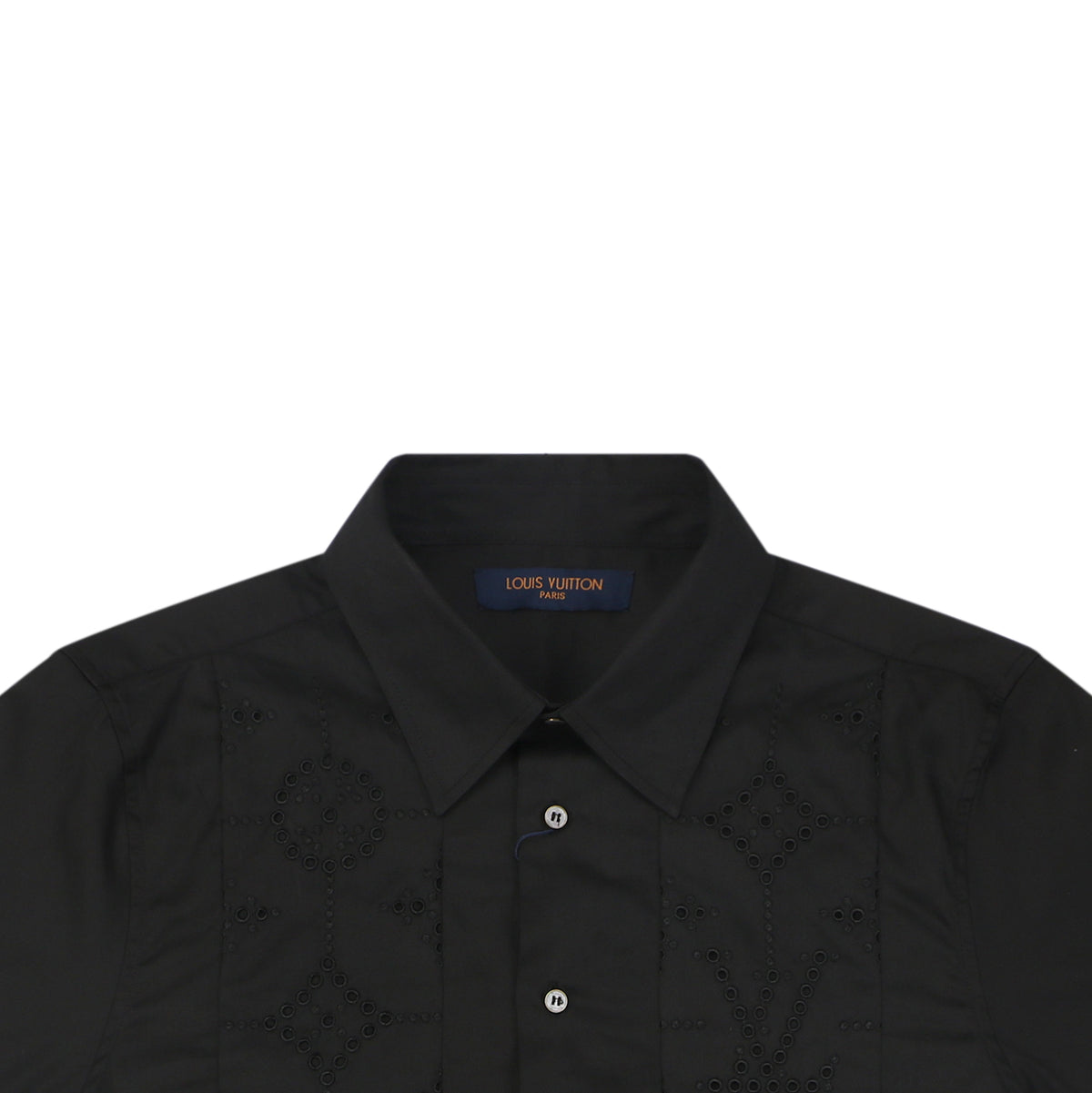 Louis Vuitton Vertical Stripe Monogram Cut-Out Short-Sleeve Shirt Black