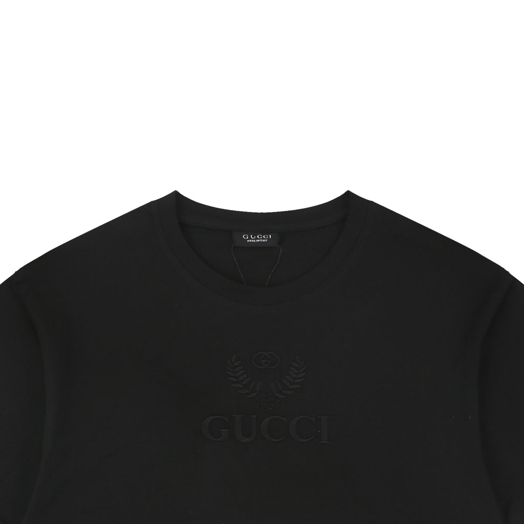 Gucci Tonal Laurel Wreath G Embroidered Short-Sleeve T-Shirt Black