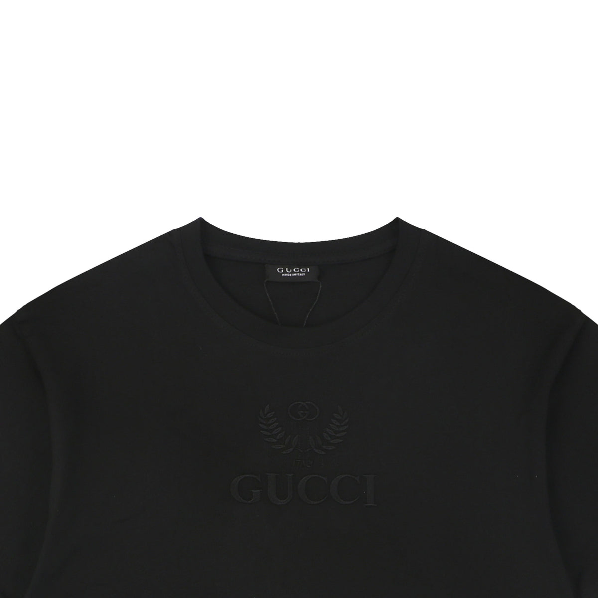 Gucci Tonal Laurel Wreath G Embroidered Short-Sleeve T-Shirt Black
