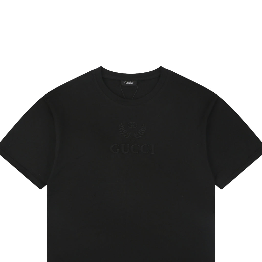 Gucci Tonal Laurel Wreath G Embroidered Short-Sleeve T-Shirt Black