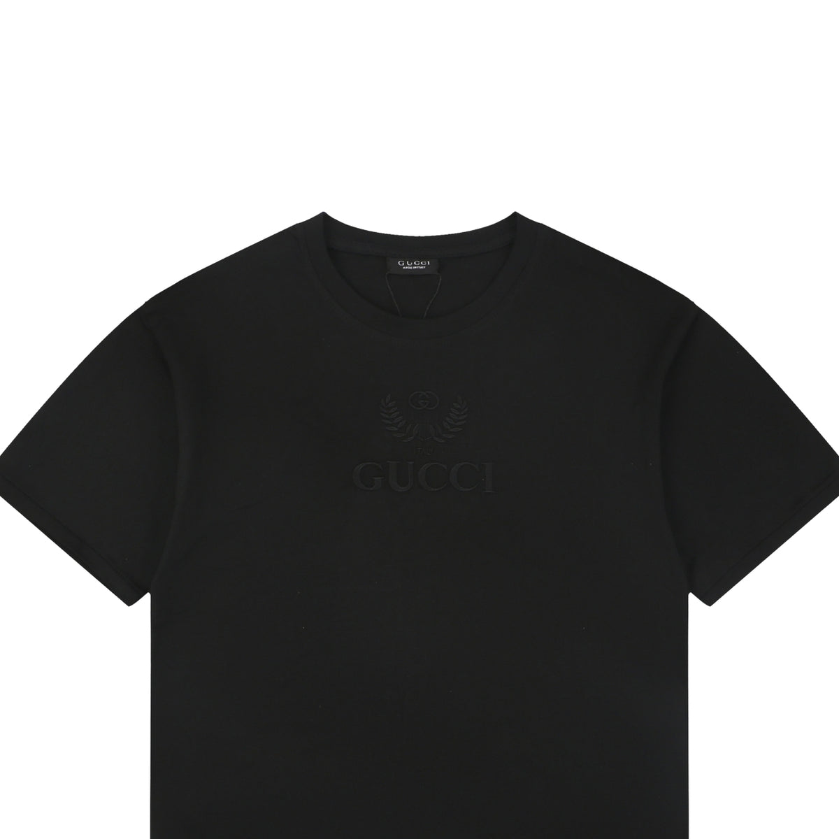 Gucci Tonal Laurel Wreath G Embroidered Short-Sleeve T-Shirt Black