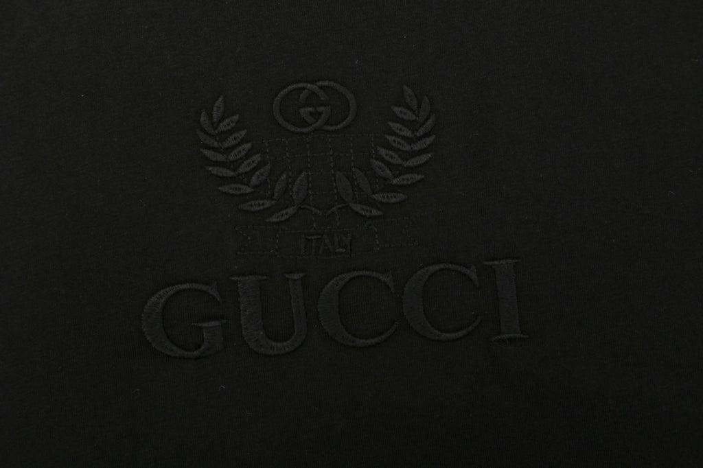 Gucci Tonal Laurel Wreath G Embroidered Short-Sleeve T-Shirt Black