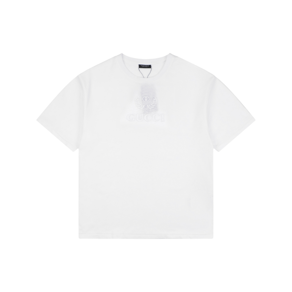 Gucci Tonal Laurel Wreath G Embroidered Short-Sleeve T-Shirt White