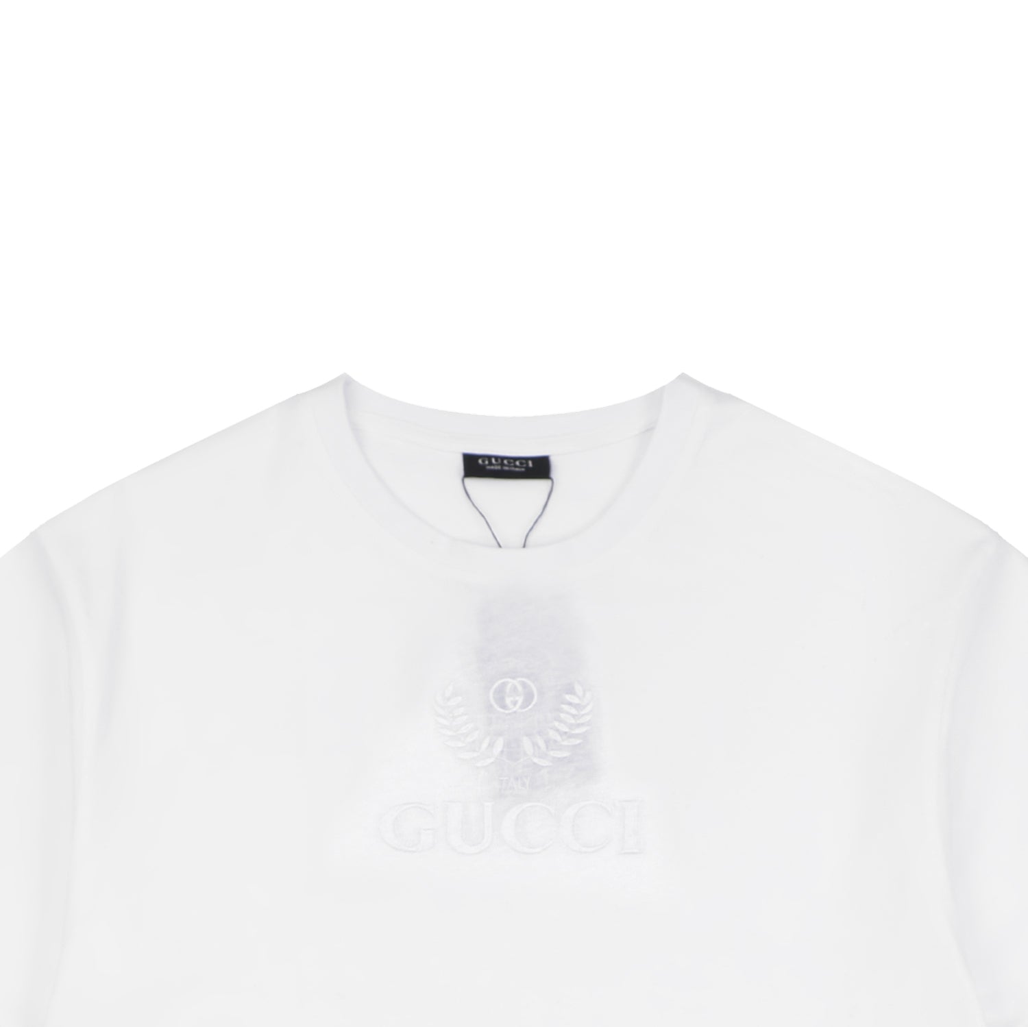 Gucci Tonal Laurel Wreath G Embroidered Short-Sleeve T-Shirt White