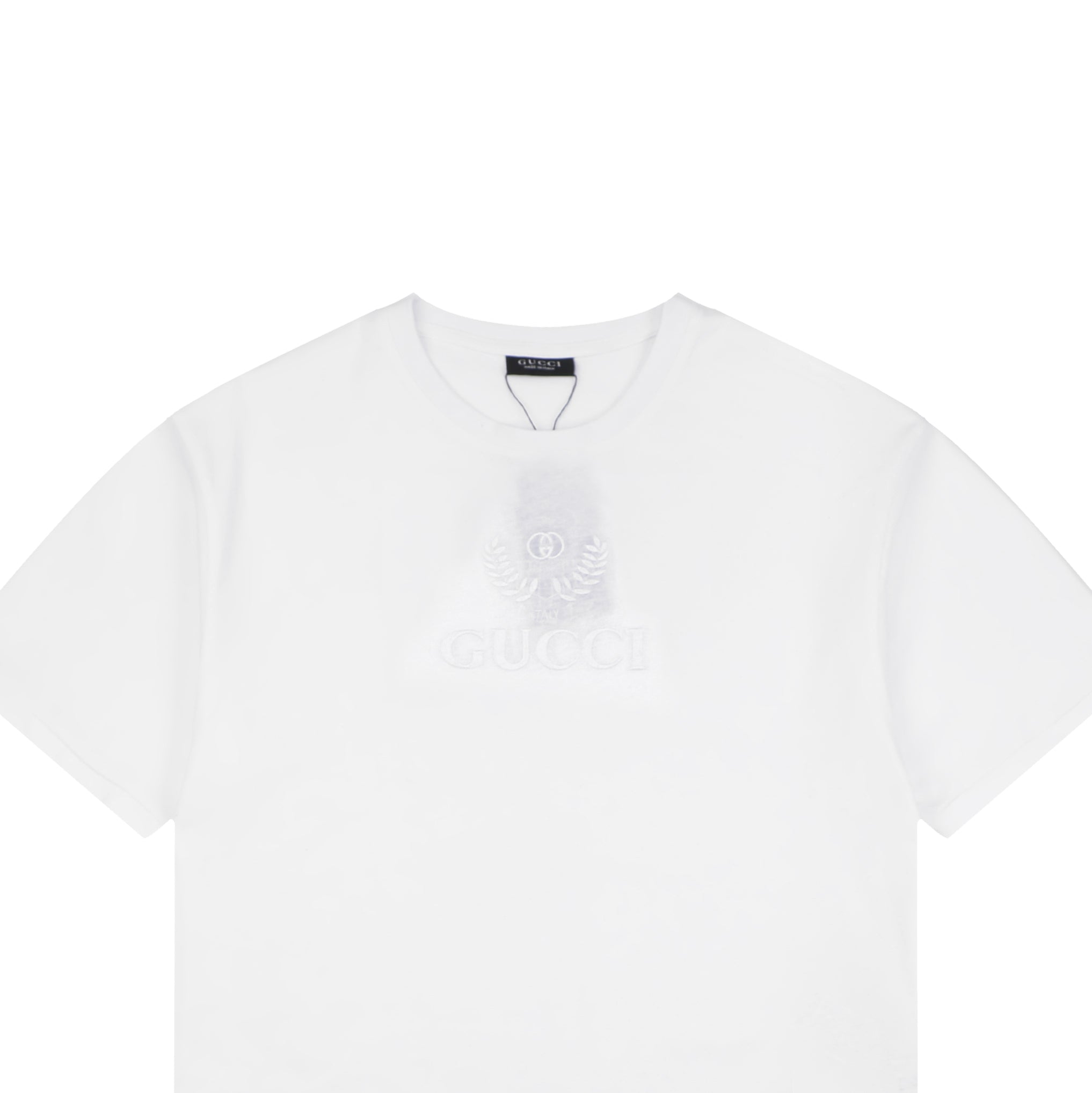 Gucci Tonal Laurel Wreath G Embroidered Short-Sleeve T-Shirt White