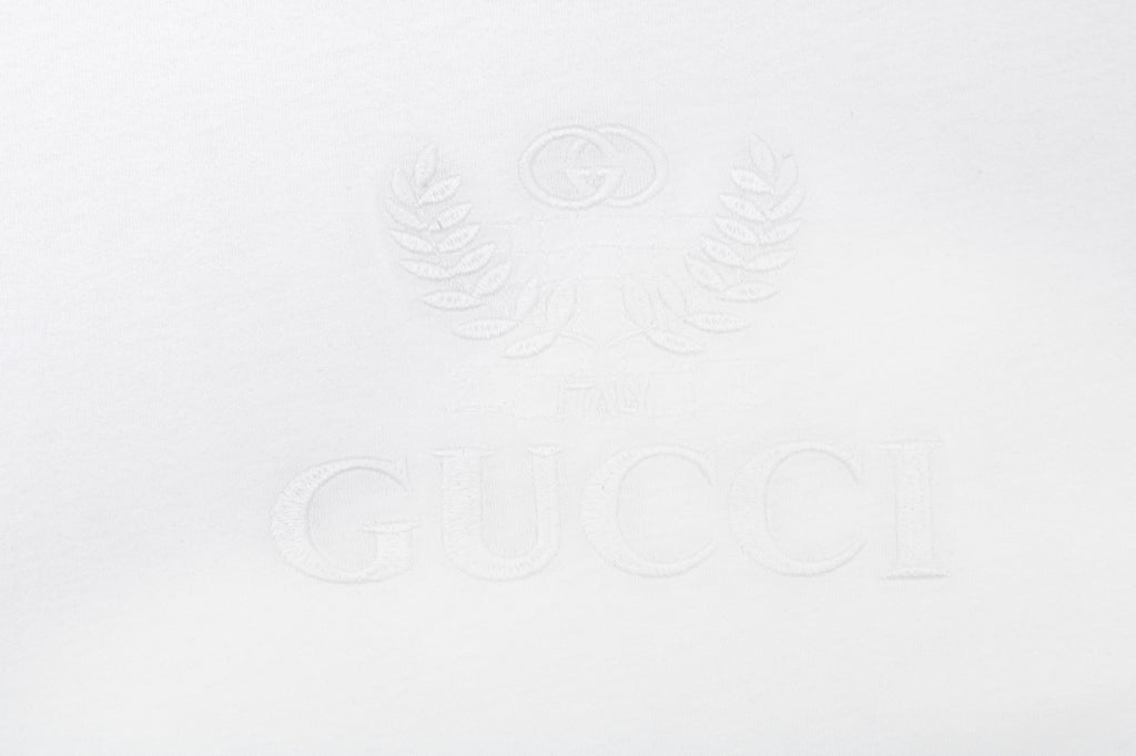 Gucci Tonal Laurel Wreath G Embroidered Short-Sleeve T-Shirt White