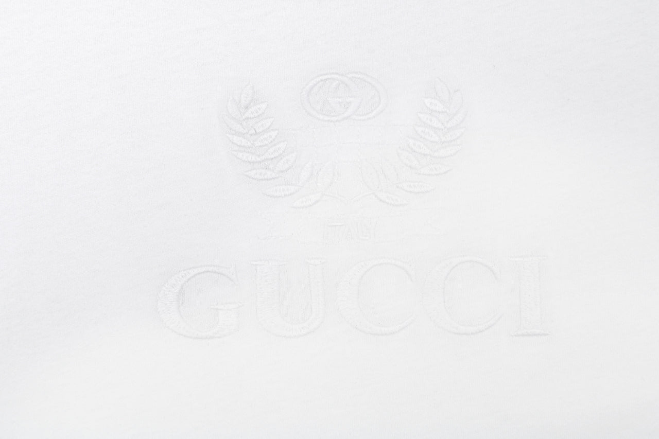 Gucci Tonal Laurel Wreath G Embroidered Short-Sleeve T-Shirt White