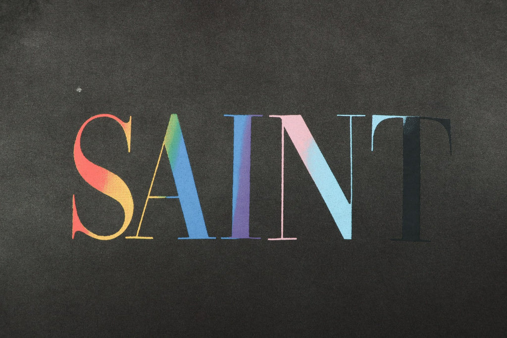 Saint Michael Rainbow SAINT Letter Print Short-Sleeve T-Shirt Black
