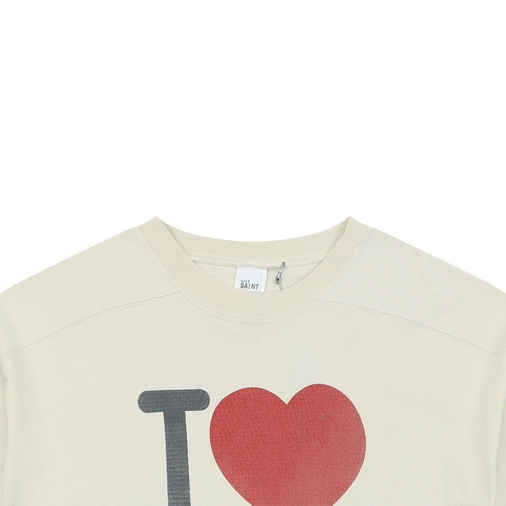 Saint Michael I Love SAINT Letter Print Short-Sleeve T-Shirt Cream