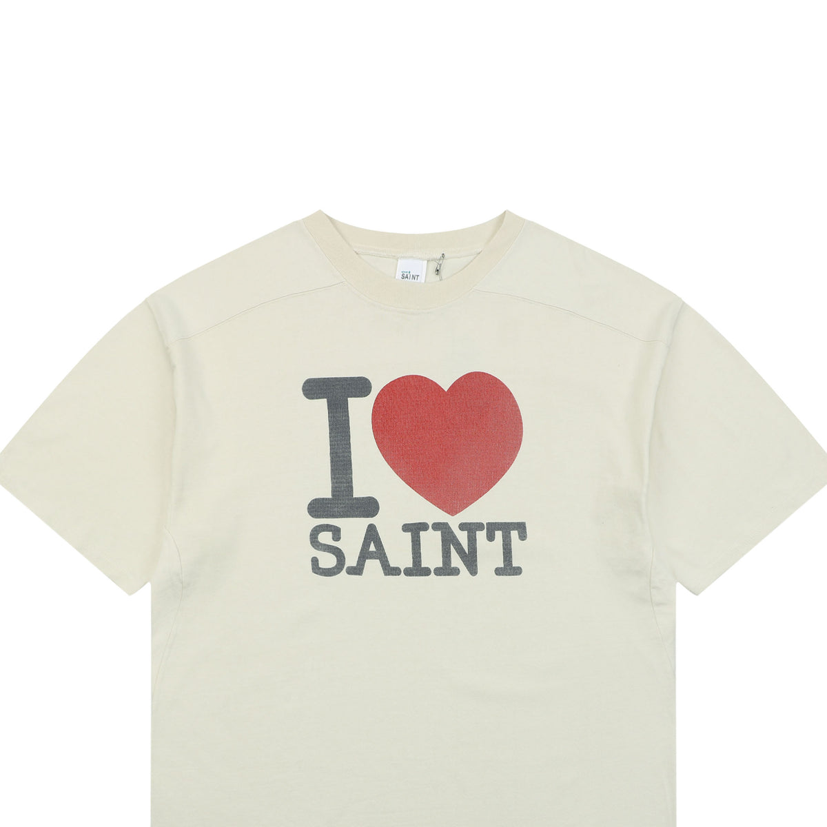 Saint Michael I Love SAINT Letter Print Short-Sleeve T-Shirt Cream